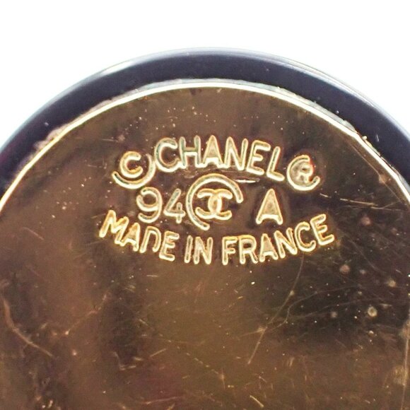 CHANEL Imitation Pearl Drop Earrings 94A Clip-On Black White GHW Vintage - Picture 6 of 12
